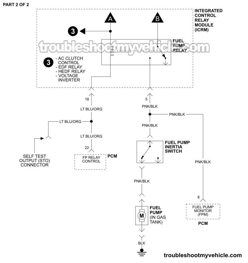 PART 2 OF 2: Fuel Pump Circuit Wiring Diagram (1992 3.8L V6 Ford Taurus, Mercury Sable) PART 2 OF 2: Fuel Pump Circuit Wiring Diagram (1992 3.8L V6 Ford Taurus, Mercury Sable)