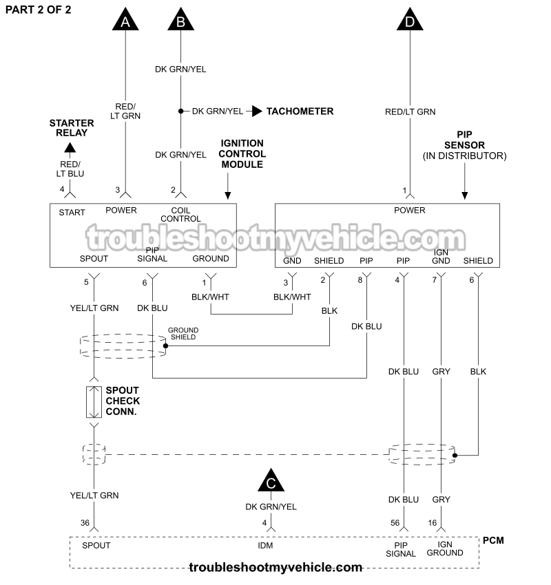 Part 2 of 2 -Ignition System Circuit Diagram (1990 3.8L V6 Ford Taurus And Mercury Sable)