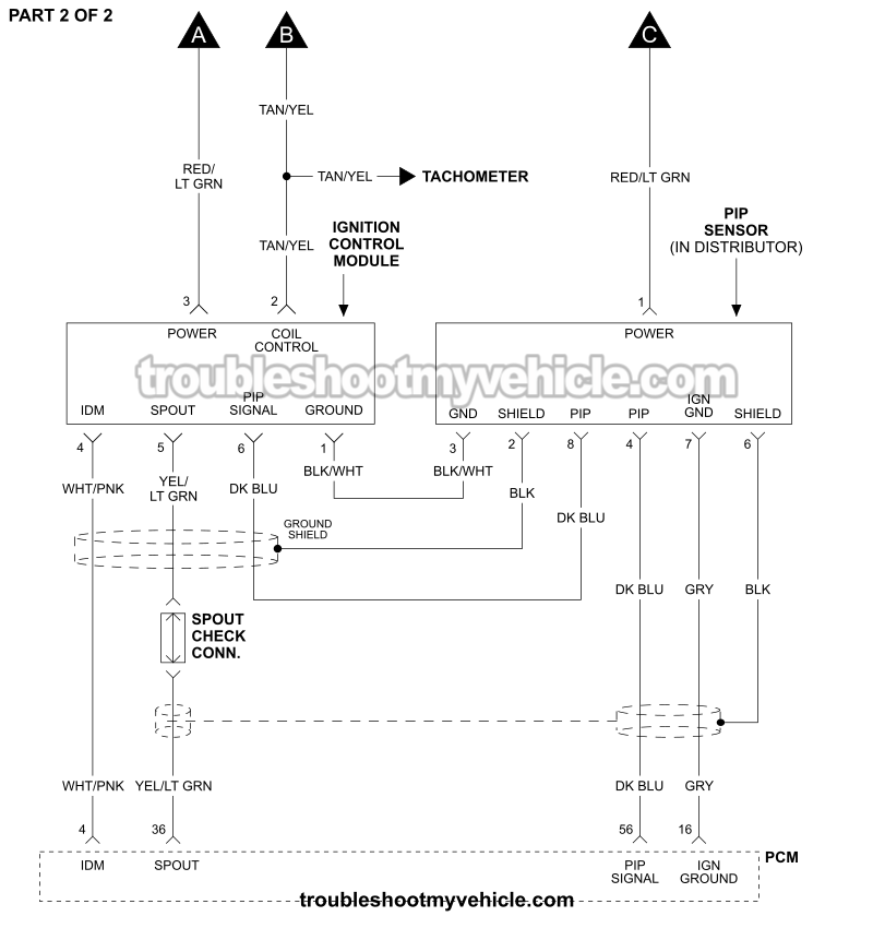 Part 2 of 2 -Ignition System Circuit Diagram (1991 3.8L V6 Ford Taurus And Mercury Sable)