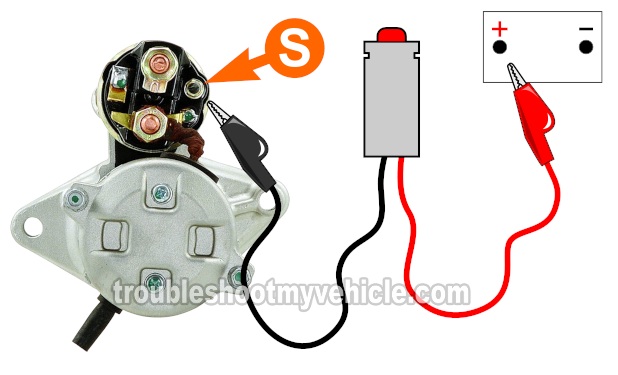 Applying 12 Volts To The 'S' Terminal. How To Test The Starter Motor (1993, 1994, 1995, 1996, 1997, 1998 1.5L Toyota Tercel)