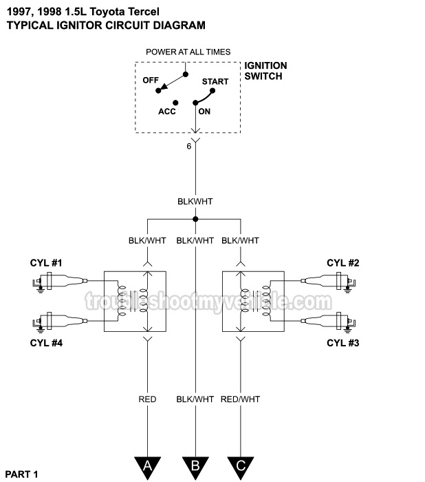 Ignition System Wiring Diagram (1997-1998 1.5L Toyota Tercel)