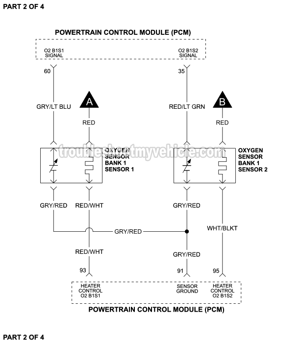 Part 2 of 4: Oxygen Sensor Circuit Wiring Diagram (1996, 1997 4.6L V8 Ford Crown Victoria And Mercury Grand Marquis)