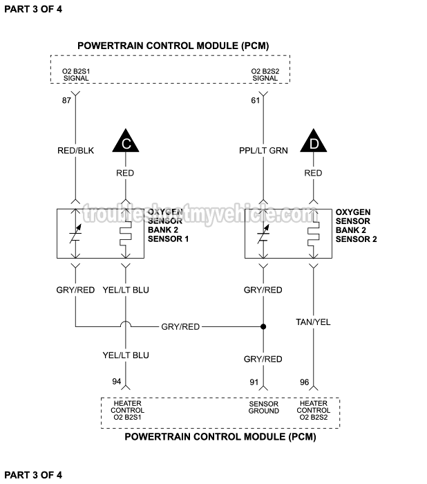 Part 3 of 4: Oxygen Sensor Circuit Wiring Diagram (1996, 1997 4.6L V8 Ford Crown Victoria And Mercury Grand Marquis)