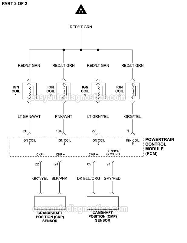 PART 2 of 2: Ignition System Circuit Wiring Diagram (1998 4.6L Crown Victoria, Grand Marquis)