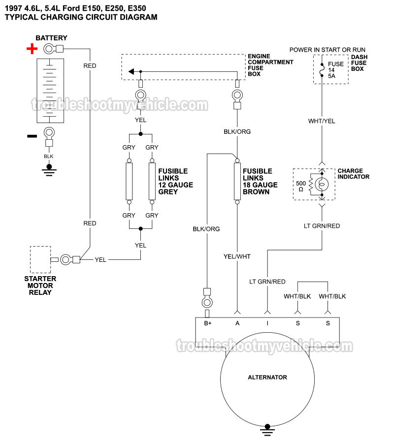 1997 Alternator Circuit Wiring Diagram (1997, 1998, 1999 4.6L, 5.4L Ford E150, E250 And E350)