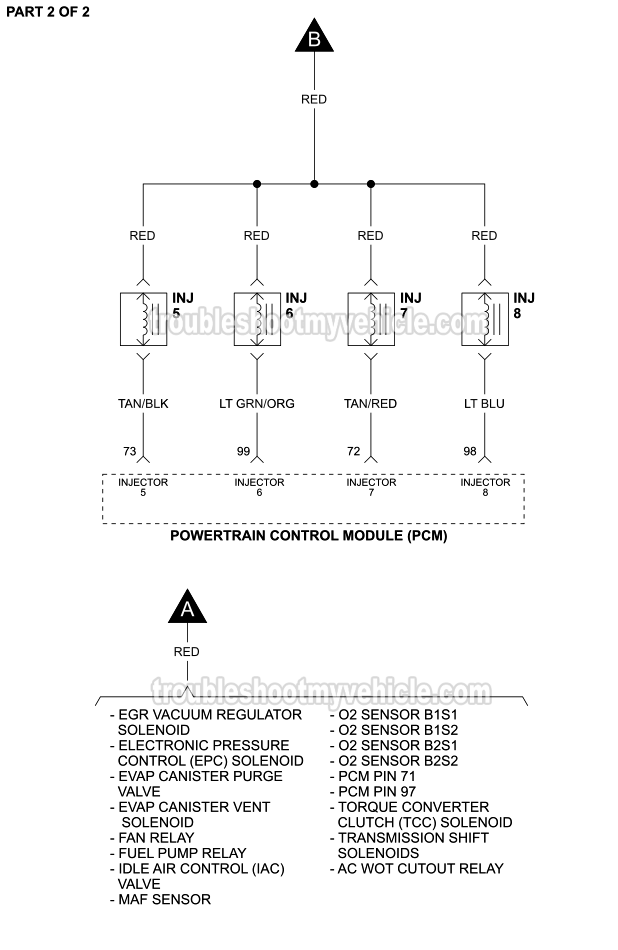 Fuel Injector Circuit Wiring Diagram (1998-2000 4.6L Crown Victoria, Grand Marquis)