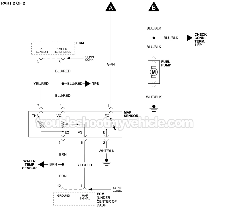 PART 2 of 2: MAF Sensor And Fuel Pump Circuit Wiring Diagram (1987 2.0L Toyota Camry)