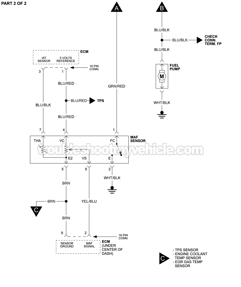 PART 2 of 2: MAF Sensor And Fuel Pump Circuit Wiring Diagram (1992, 1993 3.0L V6 Toyota Camry)