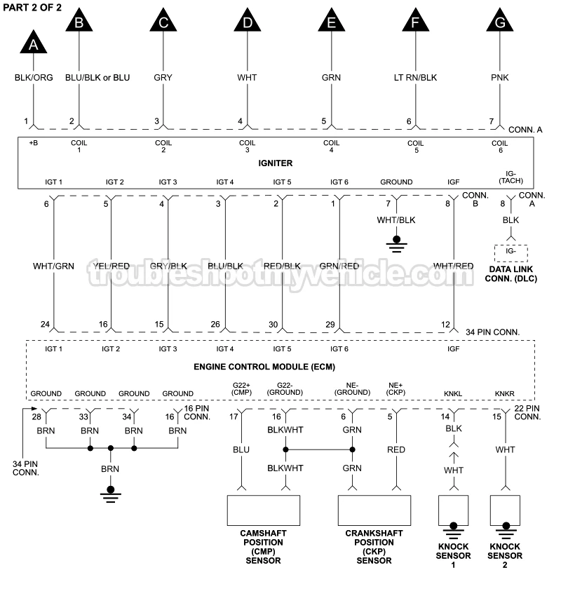 PART 2 of 2: Ignition System Circuit Wiring Diagram (1994 3.0L V6 Toyota Camry)