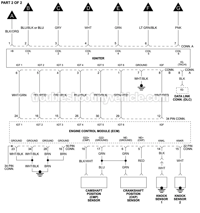 PART 2 of 2: Ignition System Circuit Wiring Diagram (1995 3.0L V6 Toyota Camry)