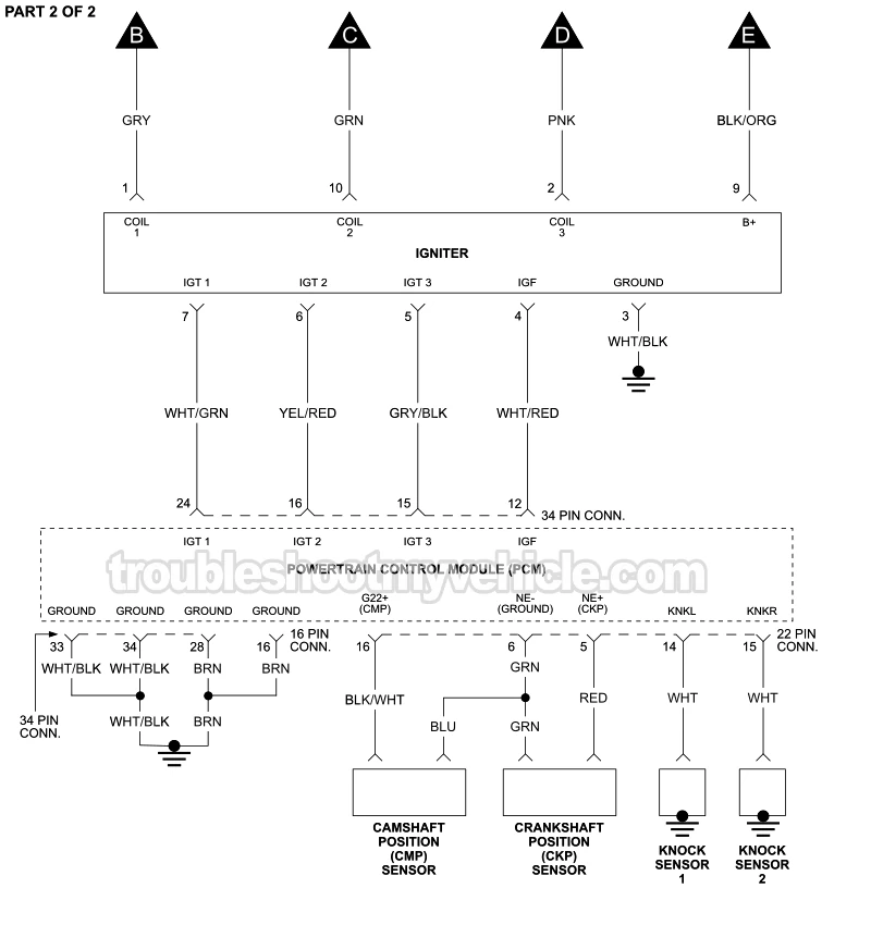 PART 2 of 2: Ignition System Circuit Wiring Diagram (1996 3.0L V6 Toyota Camry)