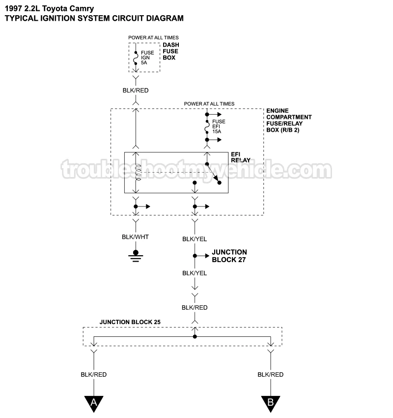 Ignition System Circuit Wiring Diagram (1997 2.2L Toyota Camry)