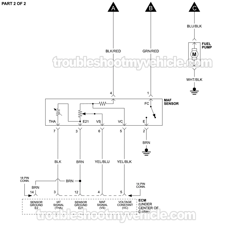 PART 2 OF 2: Fuel Pump Circuit Wiring Diagram (1989, 1990 1.6L 4A-GE Toyota Corolla)