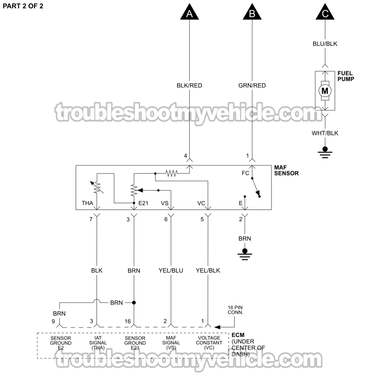 Fuel Pump Circuit Wiring Diagram (1991 1.6L Toyota Corolla)