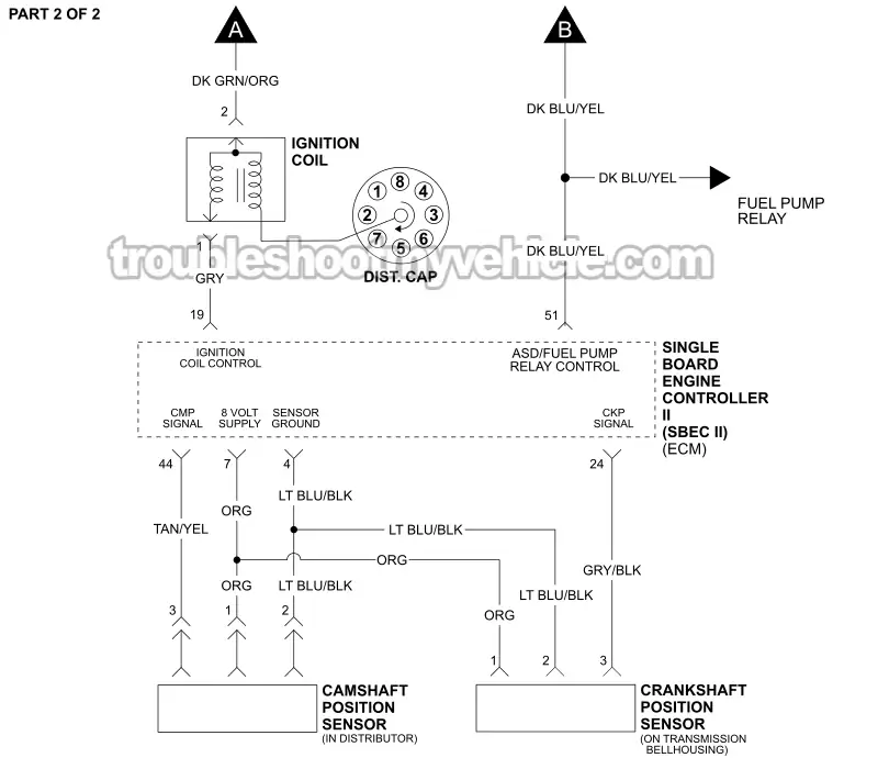 PART 2 OF 2 -Ignition System Wiring Diagram. 1992 5.2L V8 Dodge Ram Van PART 2 OF 2 -Ignition System Wiring Diagram. 1992 5.2L V8 Dodge Ram Van