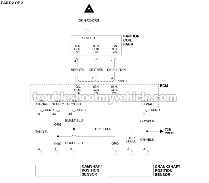 PART 2 OF 2: Ignition System Wiring Diagram (2000 3.3L Chrysler, Dodge, And Plymouth Minivan)