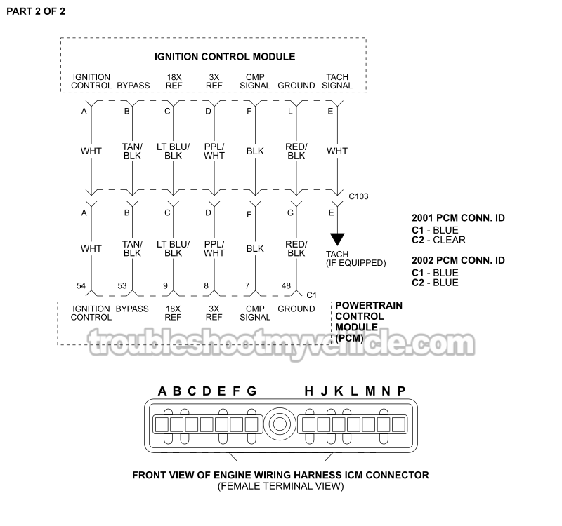 PART 2 OF 2: ICM And CKP/CMP Sensor Circuit Wiring Diagram (2001, 2002 3.8L V6 Buick LeSabre)