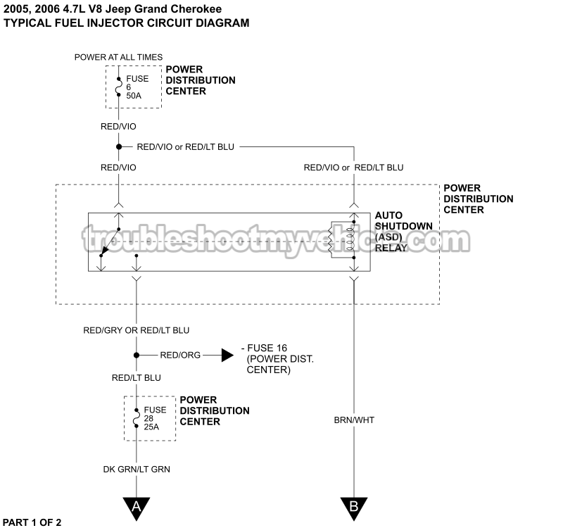 Fuel Injector Circuit Wiring Diagram (2007 4.7L V8 Jeep Grand Cherokee)