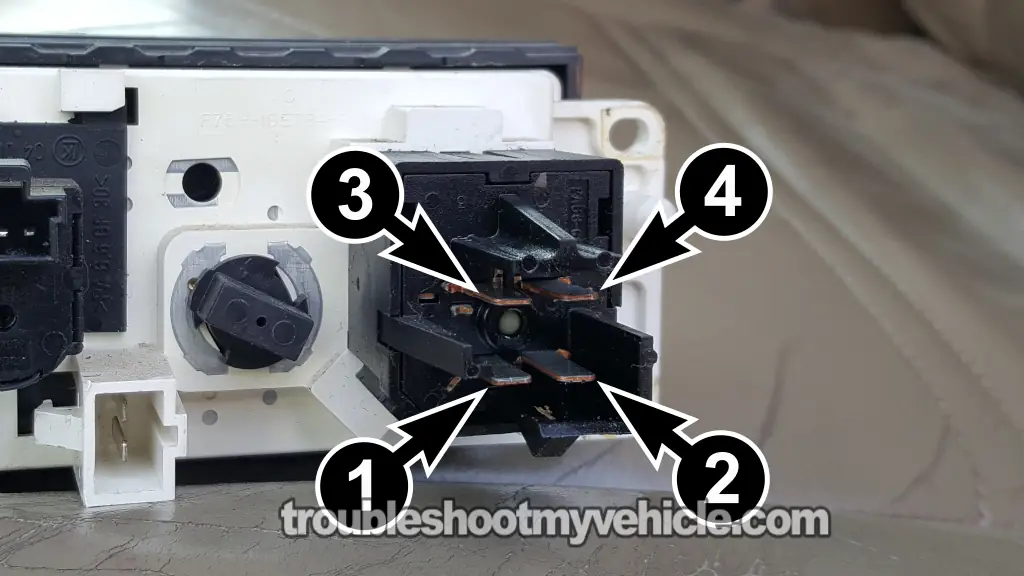 Checking Continuity Of The Blower Switch Fan Speeds. How To Test The Blower Motor Switch (1995, 1996, 1997, 1998, 1999, 2000, 2001 4.0L V6 Ford Explorer And Mercury Mountaineer)