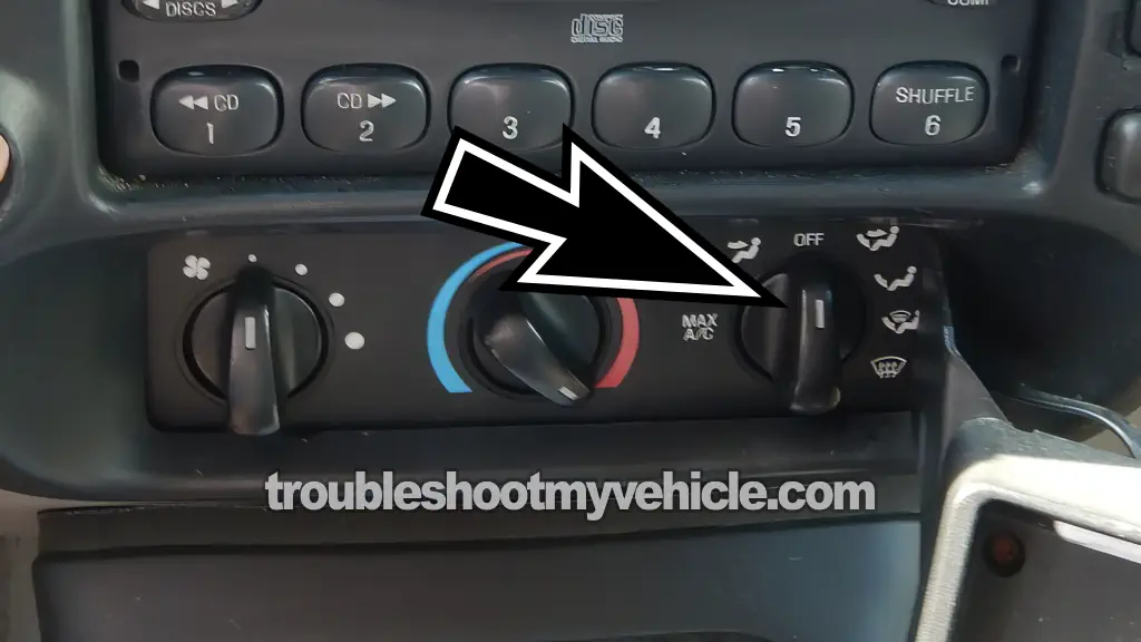 AC Heater Control Panel OFF Position. How To Test The Blower Motor Switch (1995, 1996, 1997, 1998, 1999, 2000, 2001 4.0L V6 Ford Explorer And Mercury Mountaineer)