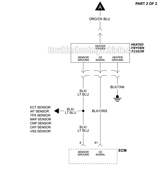 Part 2 of 2: Oxygen (O2) Sensor Wiring Diagram (1993, 1994, 1995 4.0L Jeep Grand Cherokee)