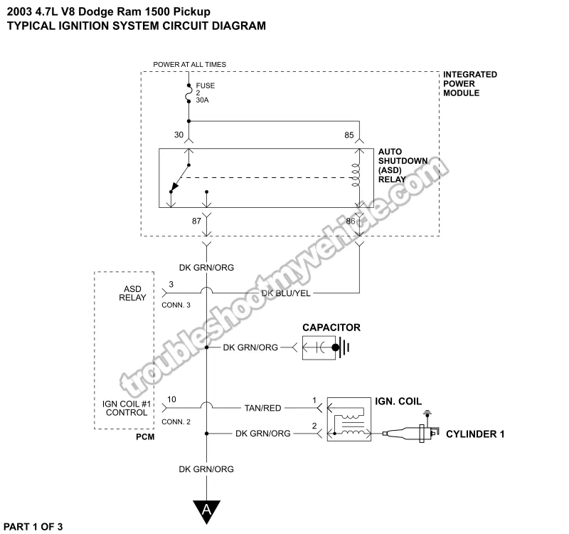 Ignition System Wiring Diagram (2003 4.7L V8 Dodge Ram Pickup)