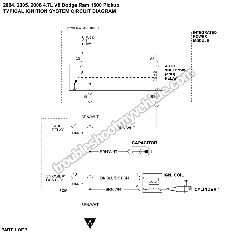 Ignition System Wiring Diagram (2004-2006 4.7L V8 Dodge Ram Pickup)
