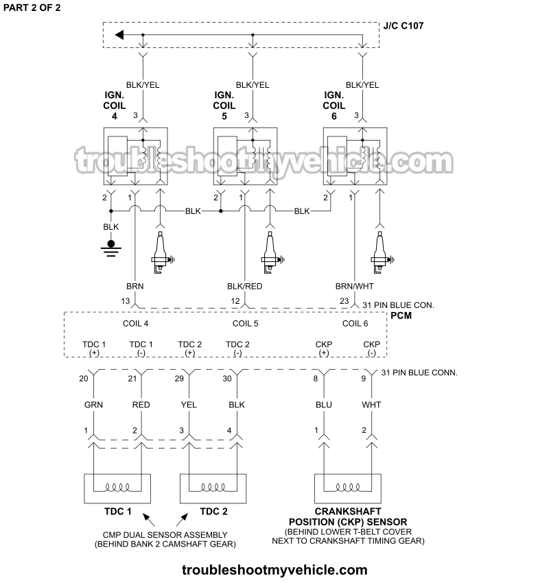 PART 2 OF 2: Ignition System Circuit Wiring Diagram (2000, 2001, 2002 3.0L V6 Honda Accord)