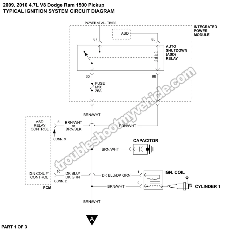 Ignition System Wiring Diagram (2009-2010 4.7L V8 Dodge Ram Pickup)