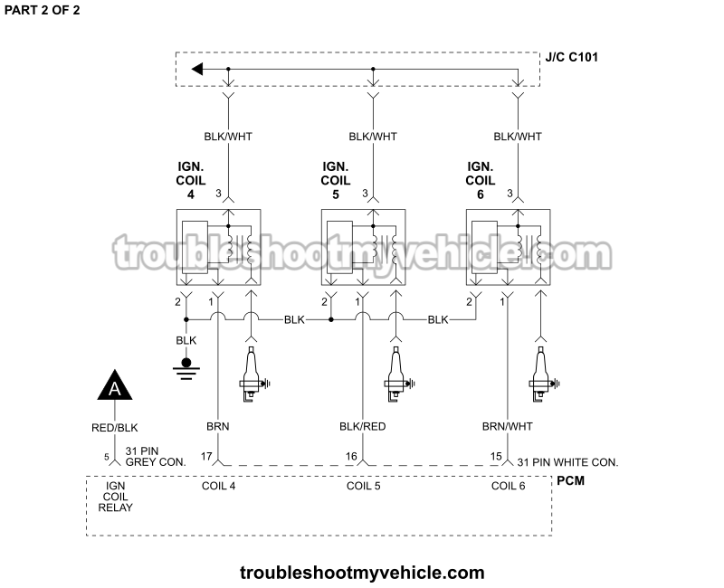 PART 2 OF 2: Ignition Coil Circuit Wiring Diagram (2003, 2004, 2005, 2006, 2007 3.0L V6 Honda Accord)