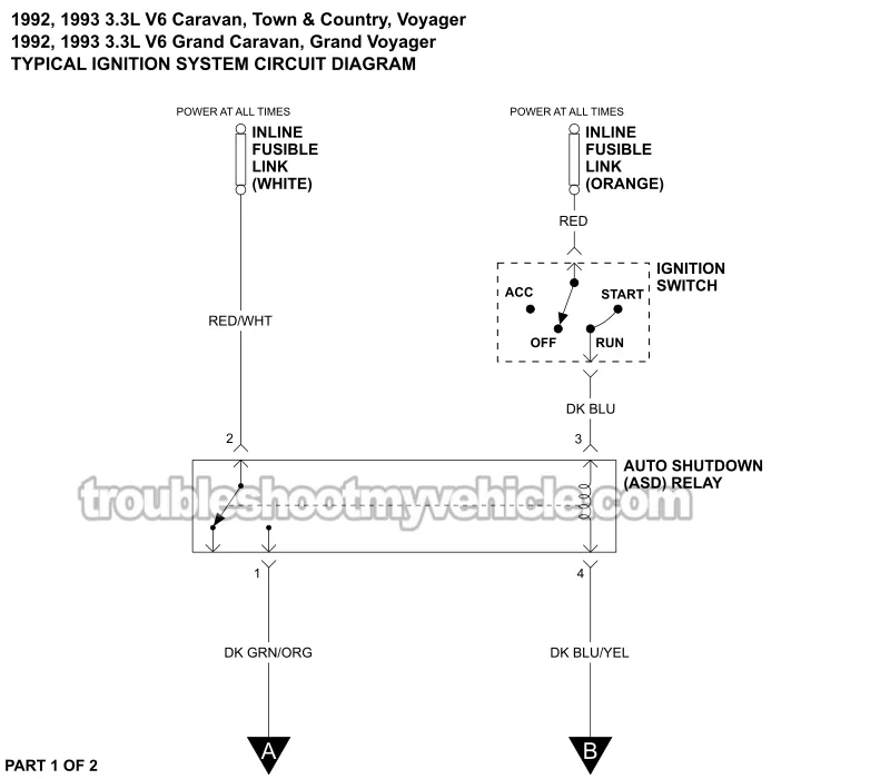 Ignition System Wiring Diagram (1992-1993 3.3L V6 Chrysler, Dodge, And Plymouth Minivan)