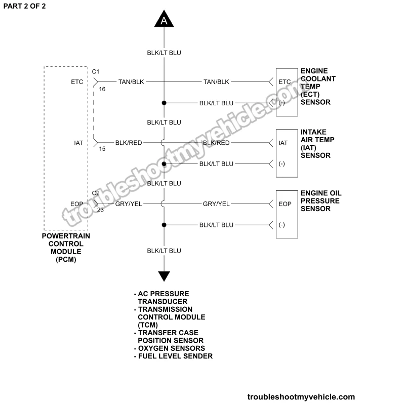 PART 1 OF 2: Sensor Power And Ground Circuit Wiring Diagram (2002 4.7L V8 Dodge Ram Pickup)