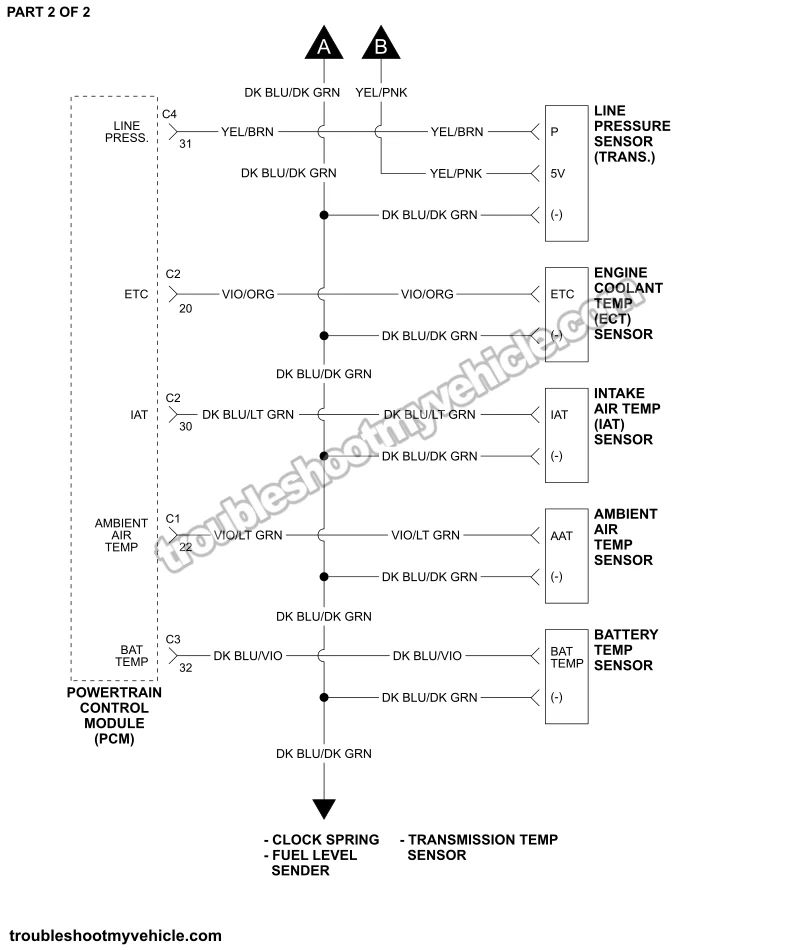 PART 1 OF 2: Sensor Power And Ground Circuit Wiring Diagram (2004, 2005 4.7L V8 Dodge Ram Pickup)