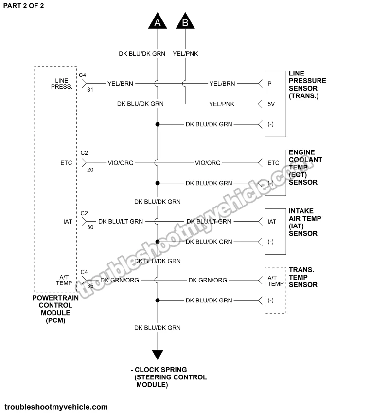 PART 1 OF 2: Sensor Power And Ground Circuit Wiring Diagram (2006, 2007 4.7L V8 Dodge Ram Pickup)