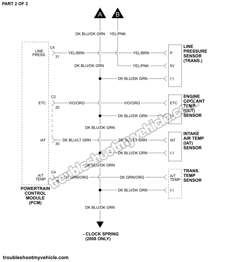 PART 1 OF 2: Sensor Power And Ground Circuit Wiring Diagram (2008, 2009 4.7L V8 Dodge Ram Pickup)