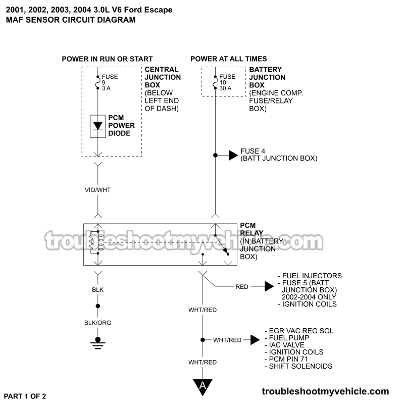 MAF Sensor Circuit Wiring Diagram (2001-2004 3.0L V6 Ford Escape)