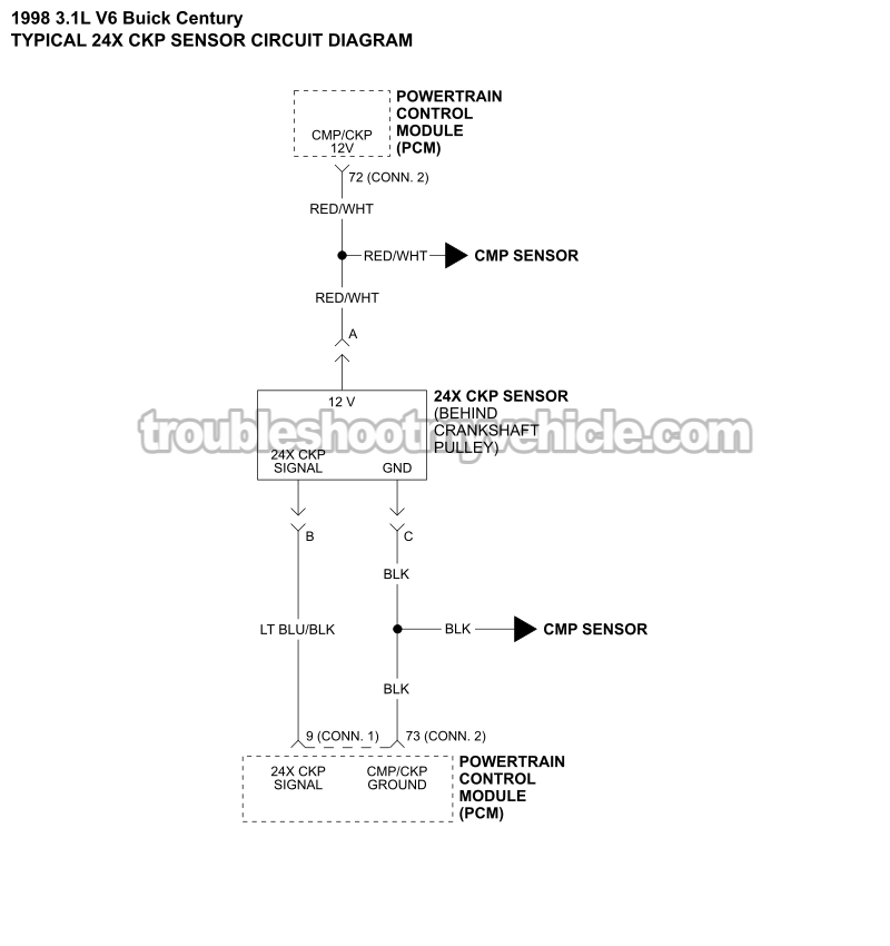 24X CKP Sensor Circuit Wiring Diagram (1999-2005 3.1L V6 Buick Century)