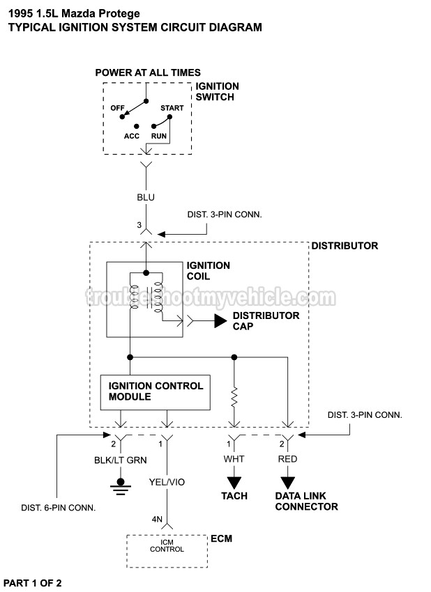 1995 1.5L Mazda Protege Ignition Circuit Wiring Diagram